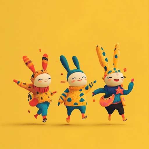 An energetic, playful instrumental featuring bouncy synths, quirky melodies, and whimsical electronic sounds. It conjures images of a vibrant parade filled with colorful characters, making listeners want to dance along.