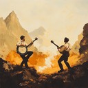 intense bluegrass tune depicting a heroic, mountainous showdown