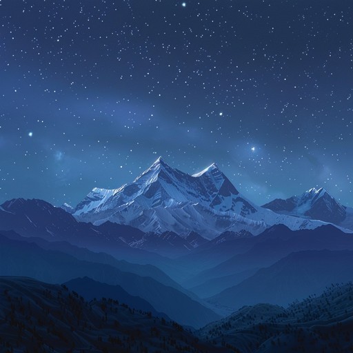 A tranquil, instrumental track capturing the serene and breathtaking views of the himalayan mountains at night, with delicate instrumental arrangements that transport the listener to a place of natural beauty and calm.