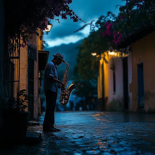 Warm saxophone tones intertwine with lively latin rhythms for a nostalgic and romantic journey at twilight.