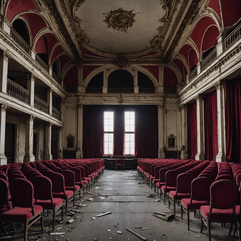 Stepping into the shadowy corridors of an old velvet draped opera house, the music captures the essence of time standing still. It's a rich tapestry of sounds, each note reverberating off the tattered walls and creating a tapestry of sound that wraps the listener in a timeless dance of shadows.