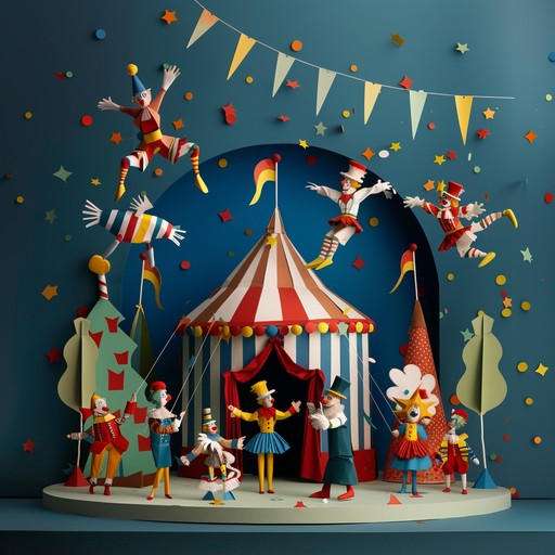 Journey into a colorful carnival where playful clowns engage in dramatic conflicts under the big top. The lively accordion tune brings out the whimsical and tense emotions, creating an entertaining and captivating musical experience.