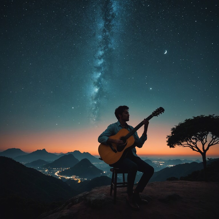 Reminiscent of a calm night in the brazilian countryside, this sertanejo melody uses soft guitar tunes to transport the listener to a tranquil, star gazing experience, where the only backdrop is the vast, open sky.