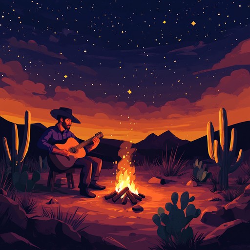 Embark on a thrilling musical odyssey, evoking the raw essence of the wild west. An acoustic guitar narrates tales of gritty landscapes and heroic adventures, blending haunting melodies with rhythmic strumming that paints a vivid picture of vast deserts and rugged frontier life.