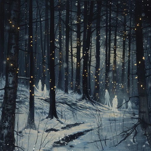 A dark and eerie holiday instrumental that layers unsettling winter soundscapes with the haunting tones of a theremin, creating a suspenseful atmosphere ideal for a creepy seasonal setting.