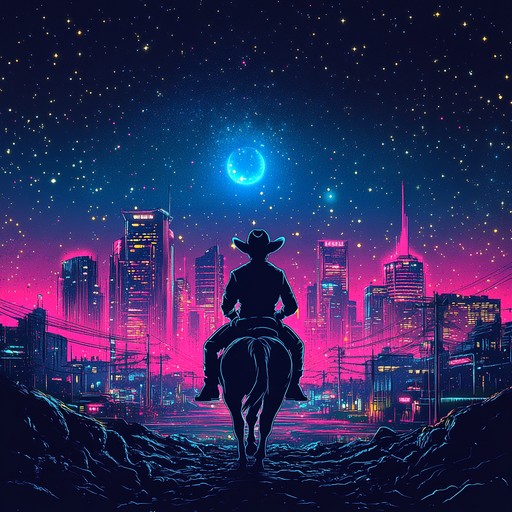 An instrumental track combining classic country guitar with futuristic electronic elements, creating a unique soundscape that bridges the old and the new.