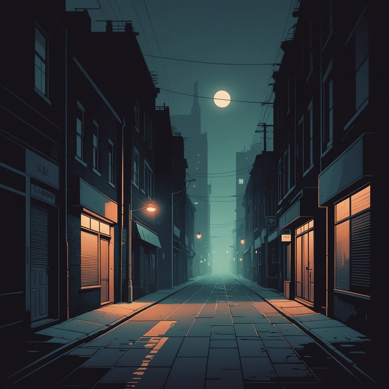 This track uses dense layers of electronic beats and eerie synthesizer melodies to conjure an atmosphere of suspense and foreboding, perfect for setting a tense urban nighttime scene.