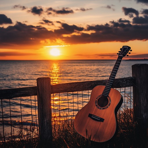 Feel the comforting embrace of an uplifting rock ballad featuring soothing, heartwarming acoustic guitar tones. Begin with soft, melodic strumming that grows in intensity, enriched with subtle percussion and vibrant harmonies. The music evokes the beauty of an amber hued sunset, filling you with warmth and nostalgic joy.