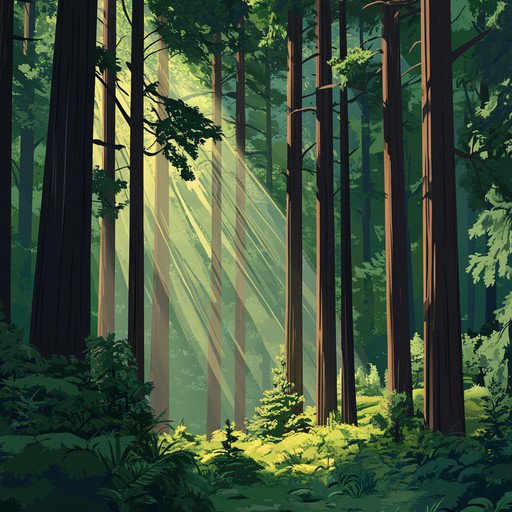 Embark on a soothing auditory journey through a lush, ancient forest filled with the melodic whispers of the wind caressing the leaves of time old trees. A gentle harp plays the sounds of nature, inviting peace and serenity into the heart of every listener.