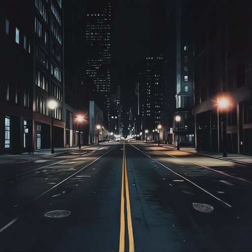 An atmospheric composition capturing the feeling of isolation in vast, empty city streets at night, filled with subtle echoes and distant sounds that evoke melancholy and solitude.