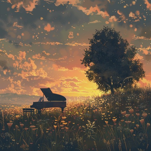 Engage with a symphonic composition featuring harmonious strings and gentle woodwinds, painting a musical canvas reminiscent of a peaceful sunset, stirring emotions of warmth, nostalgia, and heartfelt serenity.