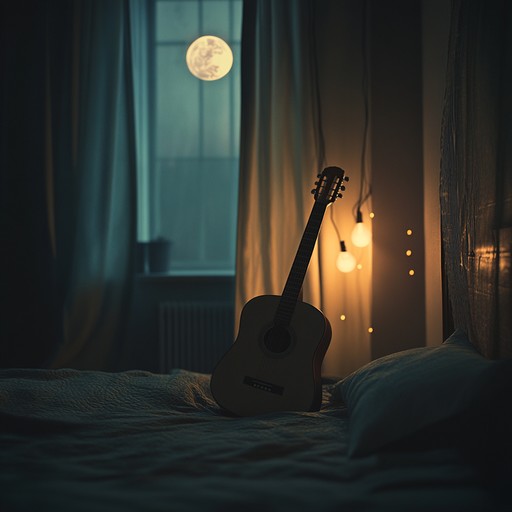 An instrumental track blending warm guitar chords with soft electronic textures, evoking the feeling of solitude and introspection during quiet nights.