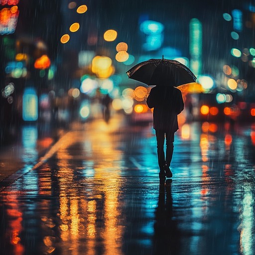 A calming instrumental piece that uses tender guitar plucks and ambient synths to evoke the serenity and slight melancholy of walking alone in the rain, contemplating life's many paths