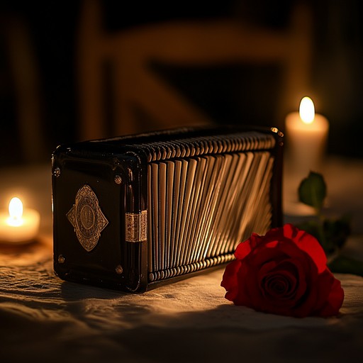 A smooth instrumental tango featuring the bandoneón, capturing the essence of a midnight dance between lovers enveloped by the night