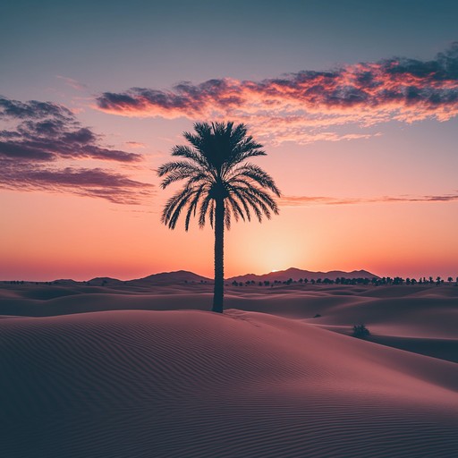 An instrumental piece that captures the tranquility of a desert at dusk, blending gentle middle eastern melodies with soothing harmonies to relax the listener.