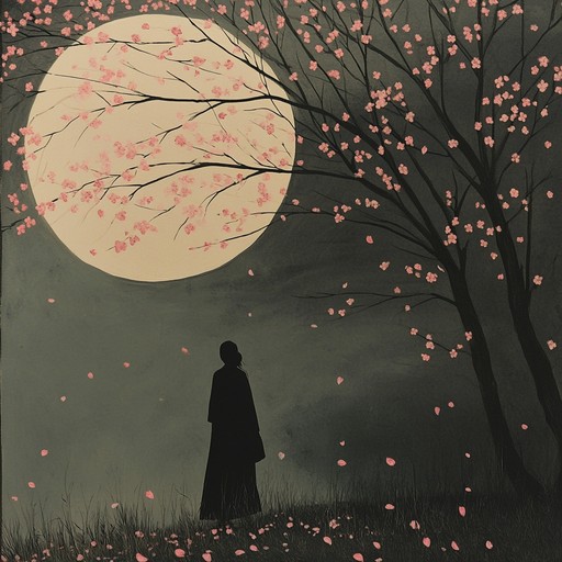 The music blends spectral echoes and ethereal whispers into a hauntingly beautiful j pop composition. Delicate synths and airy vocals envelop the listener in an eerie, dreamlike atmosphere reminiscent of a moonlit cherry blossom grove.