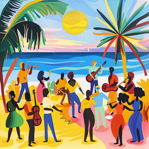 Immerse in a lively celebration with a dynamic fusion of caribbean riddims, upbeat electronic pulses, and rich acoustic textures. This track embodies the excitement of a tropical festivity, bringing together steel drums, synths, and vibrant percussion for an unforgettable joyous soundscape.