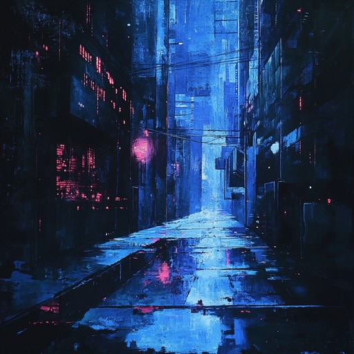 Envision a desolate cybercity illuminated by flickering neon signs, shadows deepening in every corner.