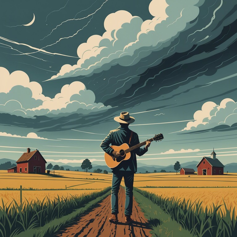 Emphasizing the depth of personal struggle and emotional turmoil within the scenic but challenging rural life, this alternative title captures the essence of escaping personal and environmental storms through a wave of potent musical expressions.