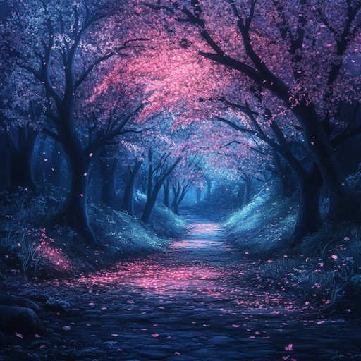 Embark on a hypnotic journey through a mystical nighttime cherry blossom forest. This serene track takes you to an anime inspired world filled with floating lanterns, soft winds, and the distant sounds of night creatures. The enchanting and otherworldly ambiance will mesmerize and transport you.