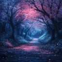 hypnotic nighttime serenade through anime inspired mystical cherry forest