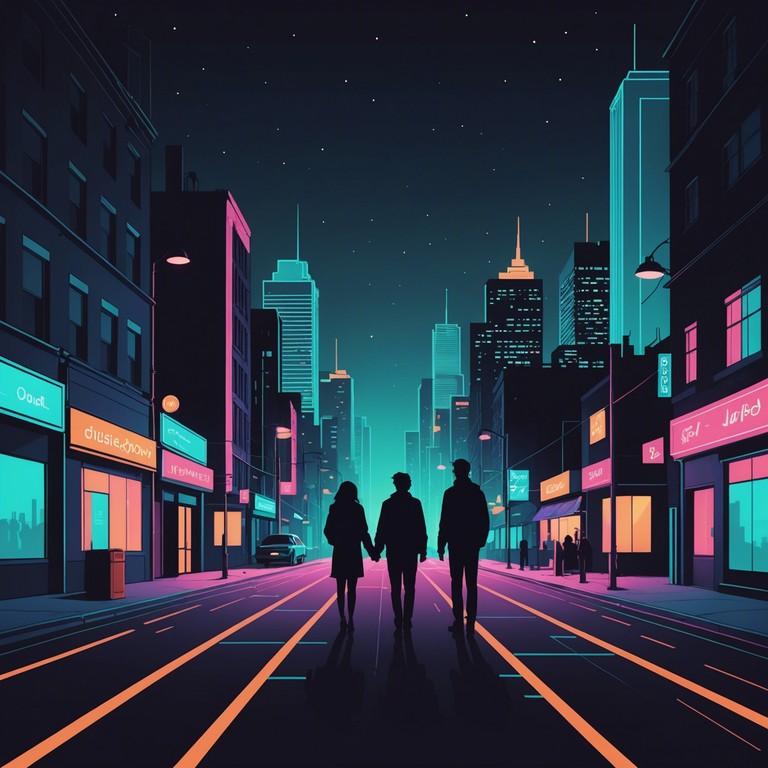 A track that threads through the essence of intimate connections, wrapped in the nostalgic and digital tones of new wave music, resonating with a modern yet retro vibe. The sound is centered around the warm, ethereal flow of an electric piano, producing a sound that's both nostalgic and distinctly futuristic, capturing the intimate whispers shared between lovers in a neon lit cityscape.