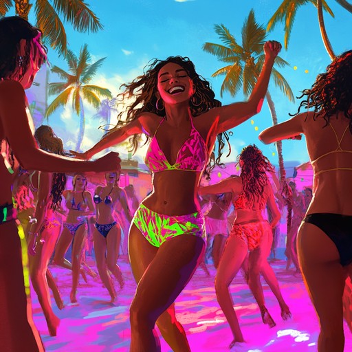 An electrifying k pop track that blends vibrant synthesizer melodies, dynamic beats, and contagious energy perfect for a summer dance party. It captures the essence of fun and freedom with its modern and catchy sounds.