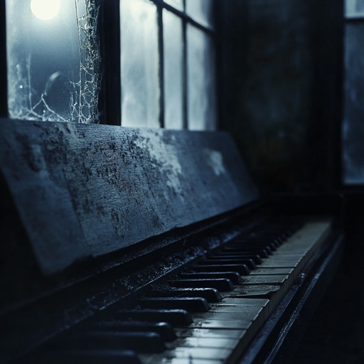 A solemn piano plays as shadows lengthen and whispers travel through the dark, recounting tales of the unseen and unheard, the piece evolves into an immersive auditory experience that ensnares the listener into a world of eerie mysteries.