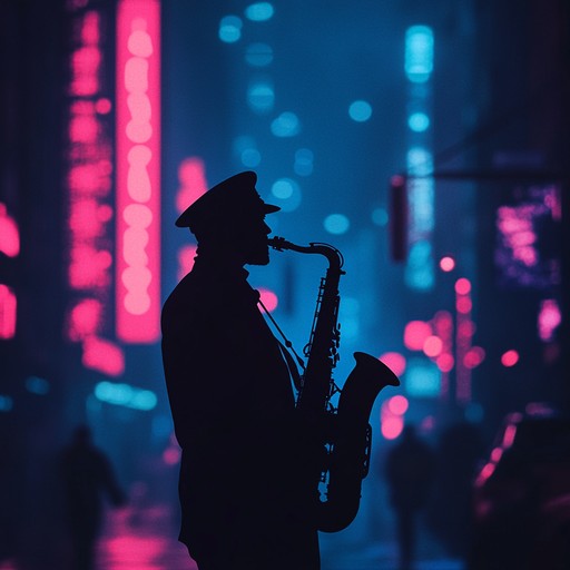 An instrumental piece combining energetic new jack swing beats with elegant saxophone melodies, evoking the feel of city lights and late night vibes.