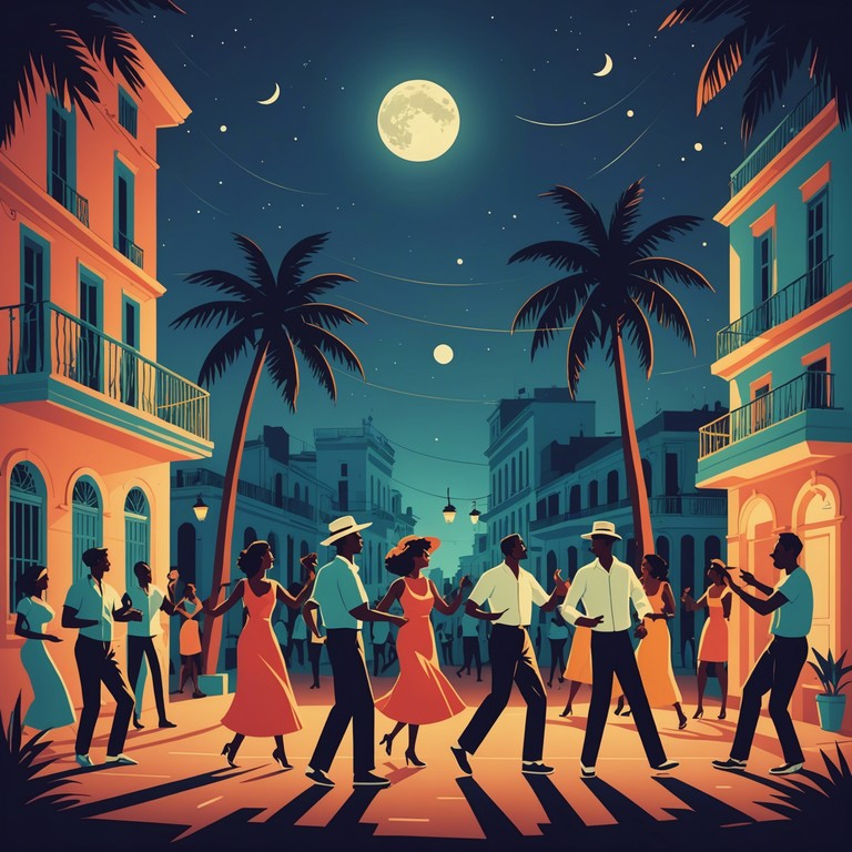 Imagine dancing on the vibrant streets of havana, soaked under a moonlit sky, where every beat of the congas invites you to move with joy and passion. The track reflects the deep cultural heritage and the celebrational atmosphere of a cuban night, thriving with energy and wrapped in the musical traditions of the place.