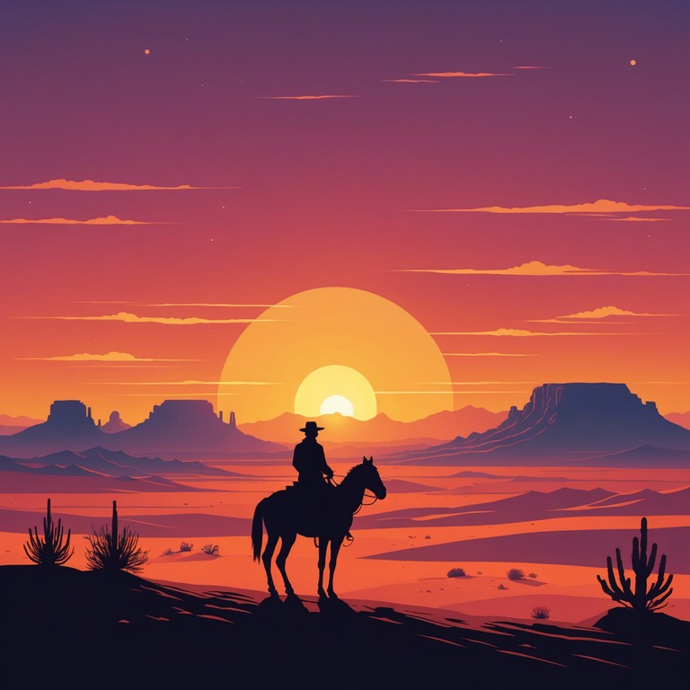 This instrumental captures the heart pounding thrill of a high speed horseback chase across the dusty landscapes of the old west. With vibrant guitar riffs and a pounding rhythm, the music evokes a sense of freedom and danger, ideal for an adventurous scene.