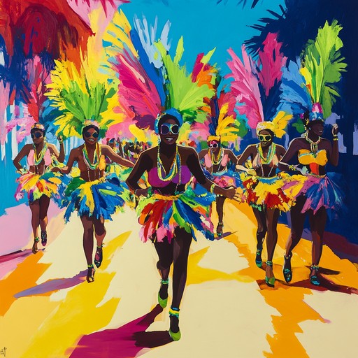 Feel the vibrant colors of a samba parade as the streets come alive with buoyant, confident energy. This track features lively percussion and spirited melodies, painting a joyous picture of a sunlit celebration.