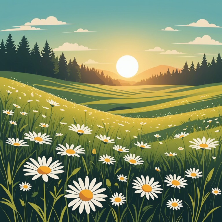 Imagine a musical portrayal of a serene, joyful morning where the first rays of sunlight gently awaken the slumbering flowers, encouraging them to dance in the breeze.