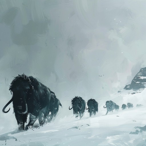 Imagine a vast, prehistoric landscape where a herd of mighty mammoths is on the move. The ground trembles beneath their massive feet as they march forward, creating an awe-inspiring spectacle of raw power and determination. This instrumental track captures the incredible energy and intensity of that moment, with thunderous percussion, deep, rumbling basslines, and soaring, epic melodies that convey a sense of unstoppable momentum. It's a powerful, cinematic composition that transports the listener to another time and place, evoking the majesty and wonder of these ancient giants.