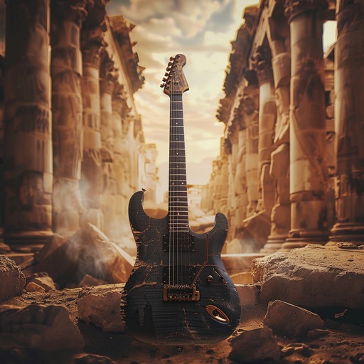 An intense hard rock composition that blends powerful guitar riffs with intricate middle eastern musical scales. This track is driven by an electrifying energy, merging modern rock elements with the ancient mystique of middle eastern instrumentation, giving listeners a sense of adventure through a sonic desert landscape.