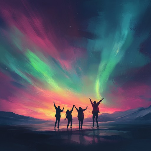 Incorporating elements of traditional finnish tunes with pop rock beats, this track creates a vibrant, joyful atmosphere perfect for dancing under the northern lights. The electric guitar adds a modern twist to the energetic finnish sounds.