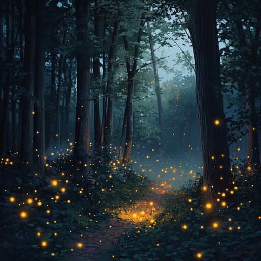 Envision a magical woodland at twilight, illuminated by the glow of fireflies. The harp's soft, melodic notes intertwined with ambient sounds of the forest evoke a serene and dreamlike environment, enveloping the listener in a sense of tranquility and wonder.