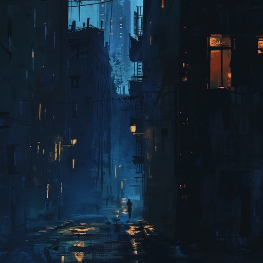 A mysterious and suspenseful soundtrack designed to evoke anxiety, blending dark, atmospheric pads with sharp and dissonant violin sounds. The composition creates a sense of urgency with periodic orchestral bursts, perfect for scenes of shadowy pursuits and inevitable confrontations.