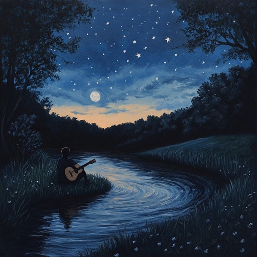 An evocative instrumental blending soft acoustic guitar with ambient sounds to create a calm, reflective atmosphere of a nostalgic summer night. It encapsulates the serene beauty of nature and personal introspection.