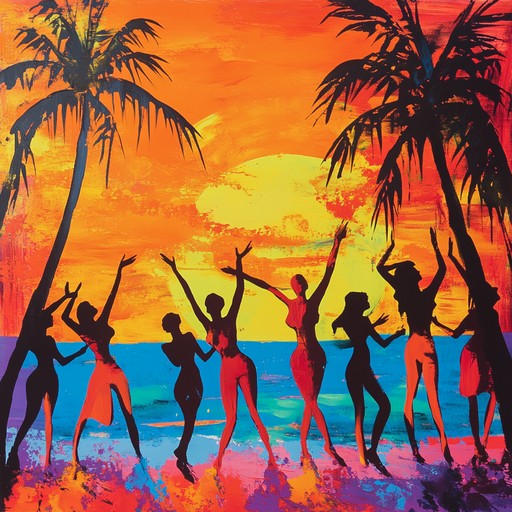 Feel the sun soaked energy of a tropical dance party with vibrant percussion and infectious rhythms that make you want to move, embodying the essence of a sun drenched island celebration