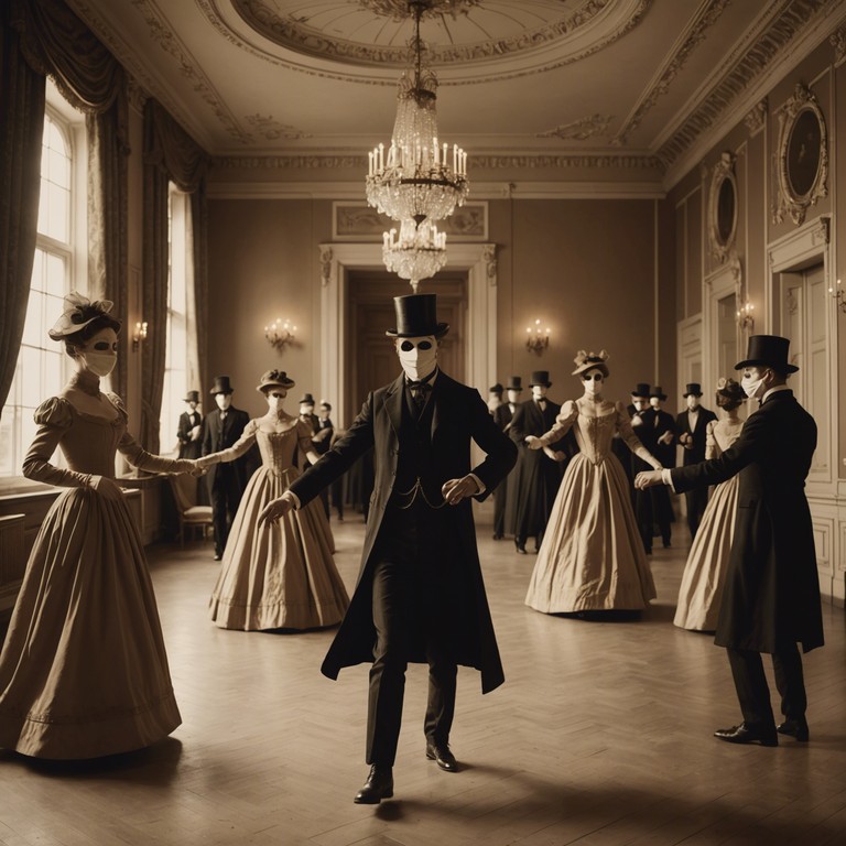 Set in a dimly lit, opulent ballroom, this piece encapsulates the essence of an upscale, sinister gathering where every delicate, haunting note carries the weight of secrets untold. The piano led melody elegantly dances around dark, rich chords, creating a captivating cabaret atmosphere tinged with an air of aristocratic decadence and underlying menace.