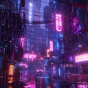 lush electronic beats, dark sultry cyberpunk atmosphere.