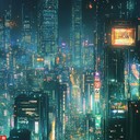 an ethereal journey through a futuristic cyberpunk neon cityscape