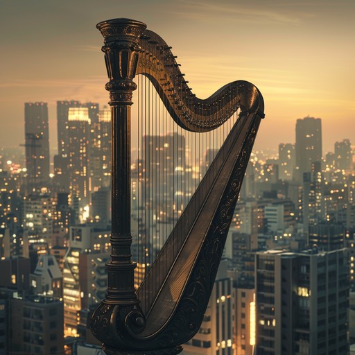 An ethereal, evocative piece that meshes the delicate sounds of a harp with contemporary classical influences, meant to transport the listener through time, invoking the mysterious allure of ancient civilizations gently weaved into the rapid rhythm of the modern era.