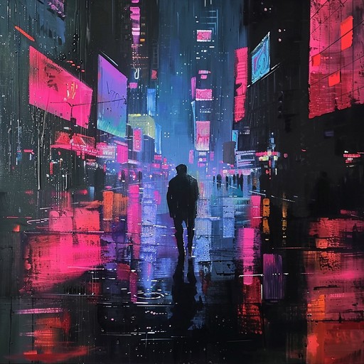 A poignant exploration of sadness in a cyberpunk world, characterized by deep bass, ethereal synths, and emotive chord progressions. This track conjures images of a lone figure wandering through a neon lit cityscape, lost in their thoughts and memories. It captures the essence of futuristic sorrow with layered textures and transient echoes, evoking a profound sense of longing and emotional introspection.