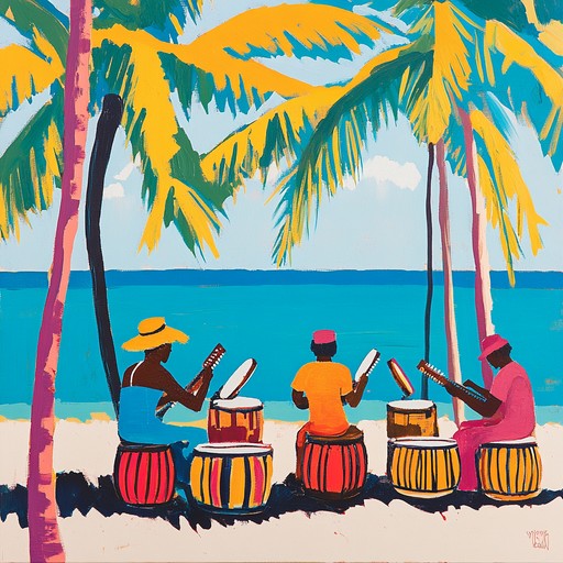 This track features playful afro cuban rhythms evoking a sun kissed beach party in the caribbean, blending congas, bongos, and maracas for an effervescent, high energy dance atmosphere