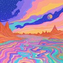 hypnotic grooves drifting under neon lit cosmic skies