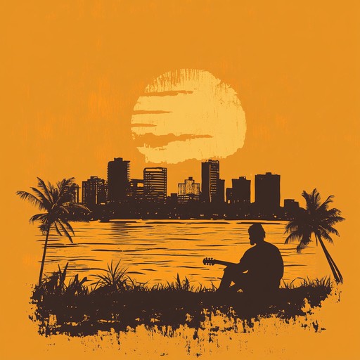 A mellow instrumental blending smooth bossa nova guitar with gentle percussion, evoking a tranquil sunset over the havana coastline.