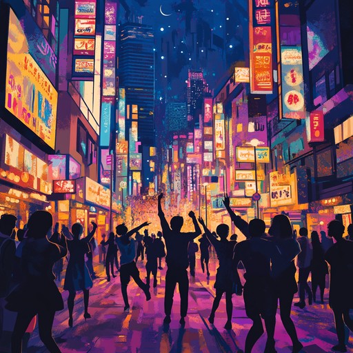 An instrumental j pop track that captures the excitement of tokyo's bustling streets at night. Catchy melodies and upbeat rhythms evoke neon lights, dancing crowds, and the joyful energy of the city.