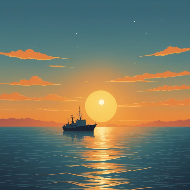 This instrumental track captures the essence of a solemn, spiritual hymn sung by russian sailors as the sun sets over the distant horizon. The music conveys a sense of unity, peace, and reverence among the crew, encapsulated by the deep, melancholic tones of a balalaika, evoking the vast, open sea and the fading daylight.